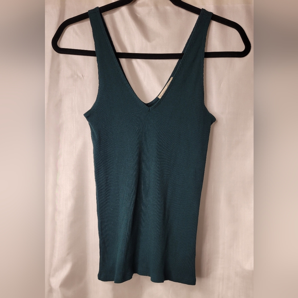 Express ribbed top, dark green